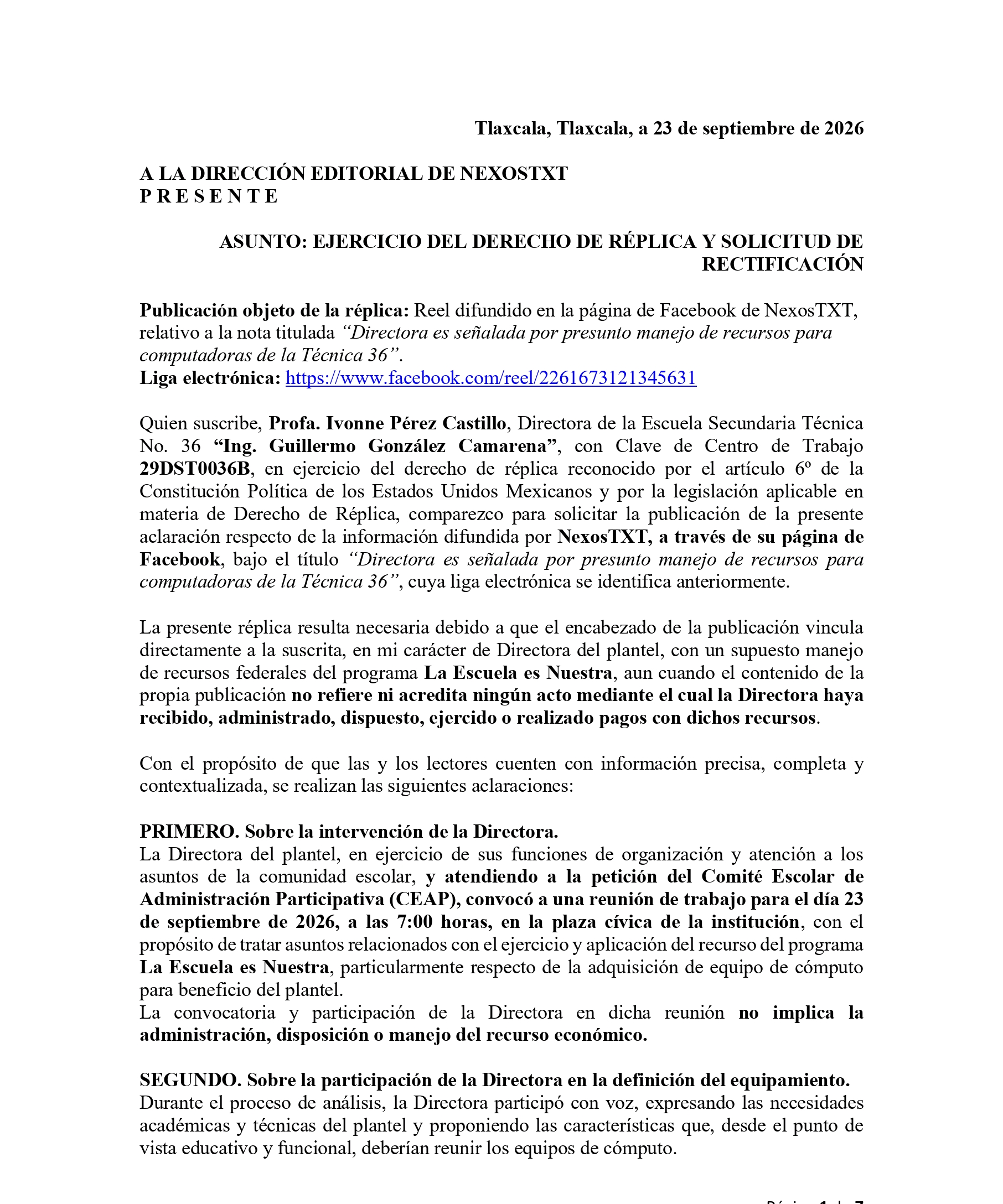 Derecho de réplica EST 36