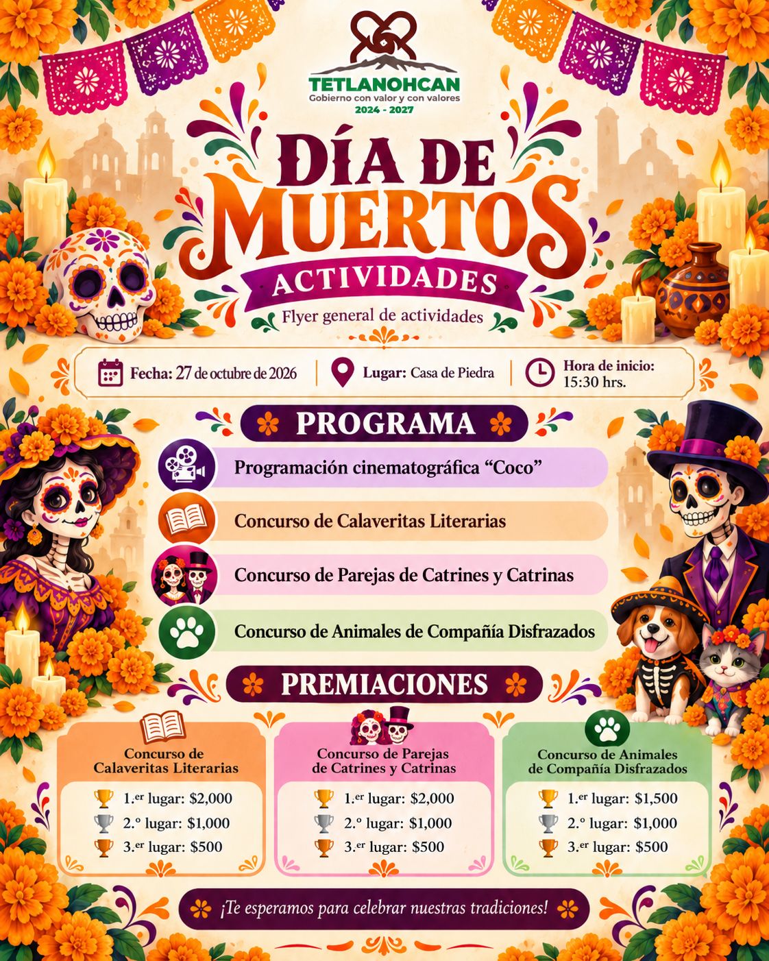 Tetlanohcan celebrará el Día de Muertos con concursos, cine y premios en efectivo