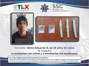 LA SSC DETIENE EN APIZACO A PERSONA POR POSESIÓN DE DROGA